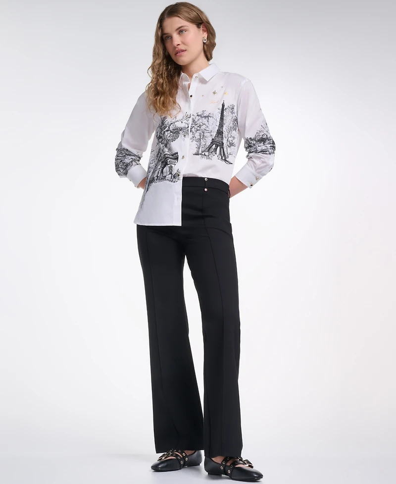 Karl Lagerfeld Paris Petite City Scene Printed Top