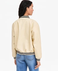 On 34th Women's Faux-Leather Varsity Bomber Jacket, Macy's Exclusive