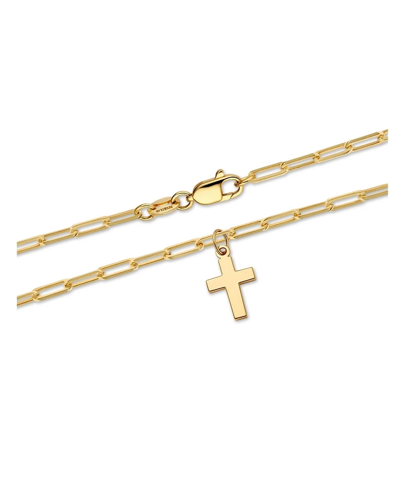 Devata Cross Charm Paperclip Chain Bracelet in 14K Gold