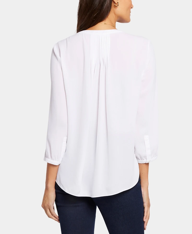 Nydj Women's Pintuck Split Neck Top