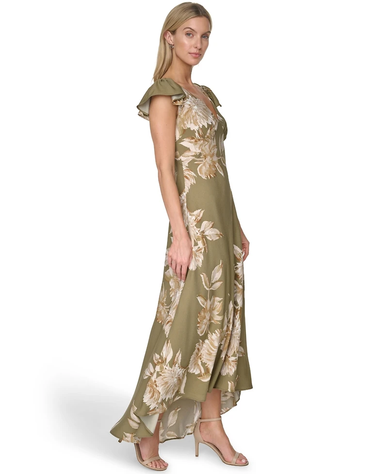 Calvin Klein Women's Printed V-Neck Midi Dress