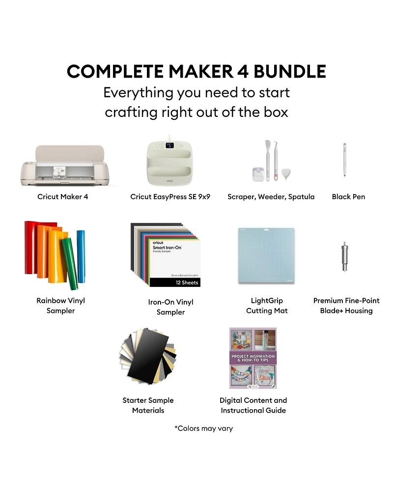 Cricut Maker 4 Cutting Machine with EasyPress Se Heat Press and Materials Bundle