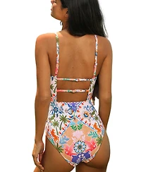 Cupshe Women's Square Neck Ruched Pull-On Adjustable Strap One-Piece Swimsuit