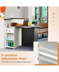 Gouun Oval-Top Reception Desk with Lockable Drawer and 3-Position Open Shelf, 48 x 27.5 in