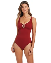 Bleu by Rod Beattie Women's V-Neck Underwire One-Piece Swimsuit