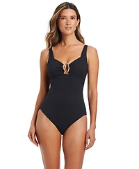 Bleu by Rod Beattie Women's V-Neck Underwire One-Piece Swimsuit