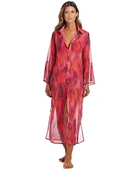 Bleu by Rod Beattie Women's Chiffon Long Swim Cover Up Shirt
