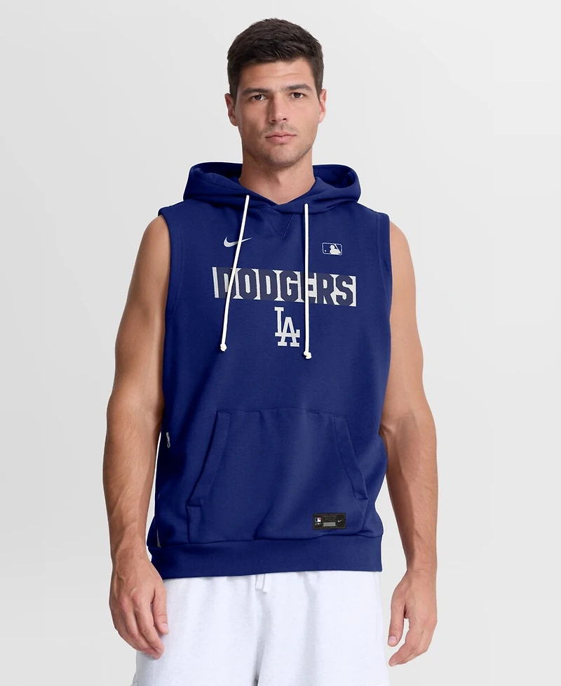 Nike Men's Royal Los Angeles Dodgers Authentic Collection Standard Issue Dri-fit Sleeveless Hoodie
