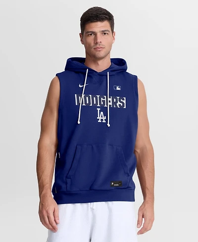Nike Men's Royal Los Angeles Dodgers Authentic Collection Standard Issue Dri-fit Sleeveless Hoodie