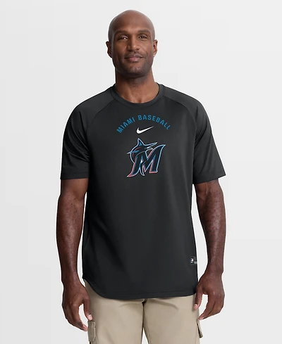 Nike Men's Black Miami Marlins Authentic Collection Batting Practice Pre-Game Raglan Dri-fit T-Shirt
