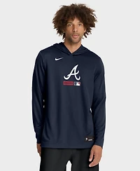 Nike Men's Navy Atlanta Braves Authentic Collection Dri-fit Long Sleeve Hoodie