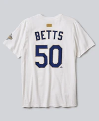 Nike Men's Mookie Betts White Los Angeles Dodgers 2026 Gold Collection Name & Number T-Shirt