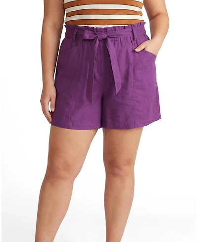 Universal Standard Women's Plus Harbor Stretch Linen Paperbag Shorts