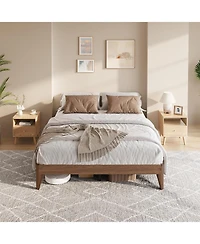 gaomon Wood Platform Bed Frame, Solid Wooden Legs and Wooden Slats Support, Sturdy Metal Central Structure, No Box Spring Needed