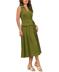 Cupshe Women's Collared Tied Front Skirt Set