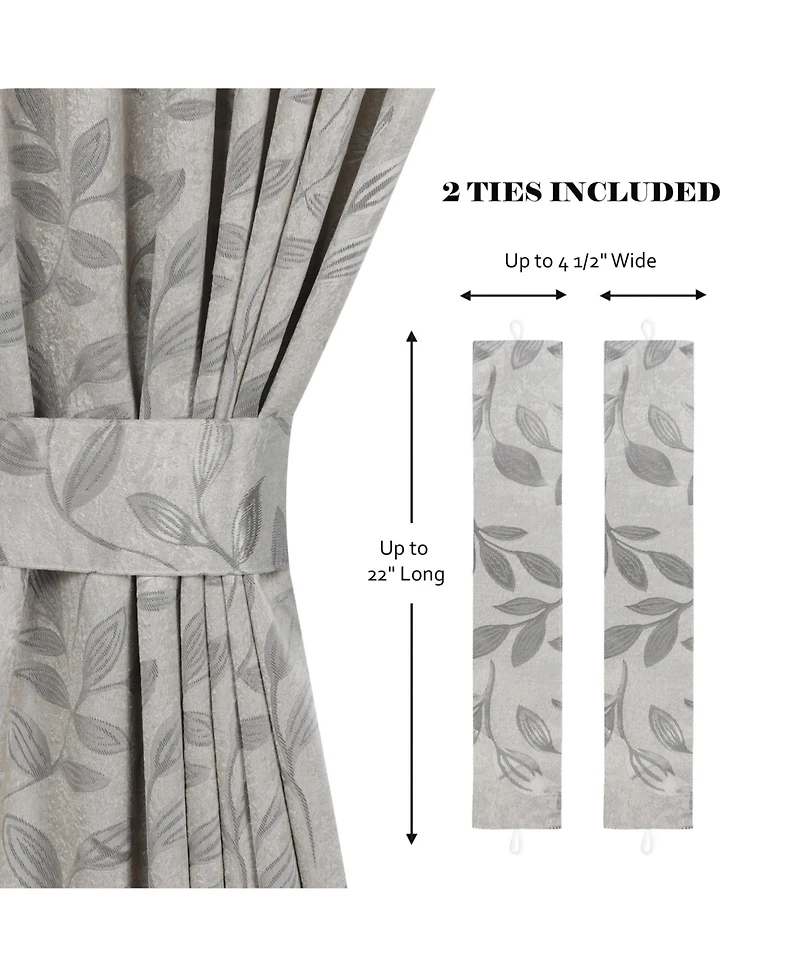 Superior Leaves Textured Blackout Curtain Set of 2, 52" x 63"
