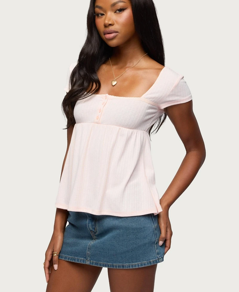 Edikted Women's Bette Pointelle Babydoll Top