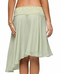 Edikted Women's Evia Lacey Asymmetric Midi Skirt