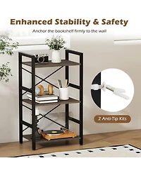 Slickblue Modern Study Bookshelf with Metal Frame and Wooden Shelves