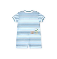 Florence Eiseman Baby Boy Stripe Knit Shortall With Painting Dog