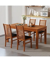 Costway Modern Dining Chair Kitchen with Rubber Wood Legs and Slatted Backrest