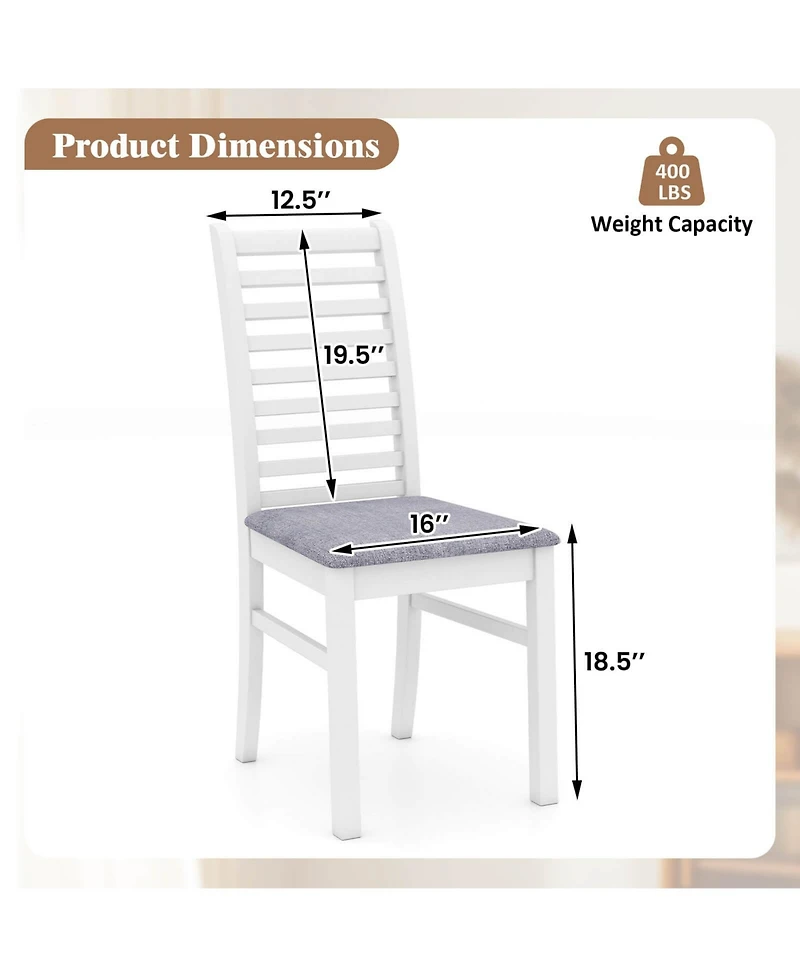 Costway Modern Dining Chair Kitchen Chair with Rubber Wood Legs and Slatted Backrest