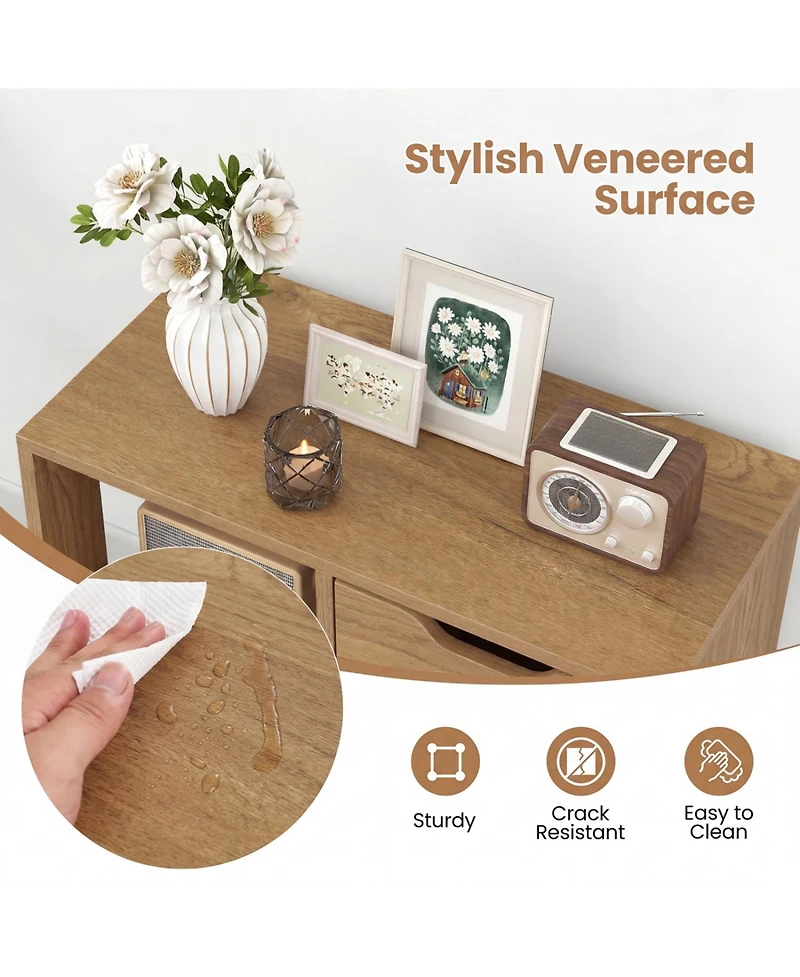 Slickblue Wooden 3-Cube Storage Bookcase with Drawer and 2-Tier Design