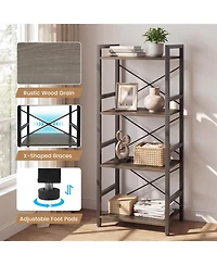 Slickblue Modern 4-Tier Freestanding Narrow Bookcase with Metal Frame