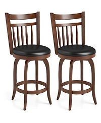 Slickblue Set of 2 Faux Leather Swivel Bar Stools for Counter Height Seating