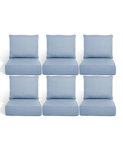 Pocassy 6 Pack Outdoor Deep Seat Cushion Set, 6-inch Thicked Waterproof Patio Furniture Cushions with Removable Cover, 8 Colors
