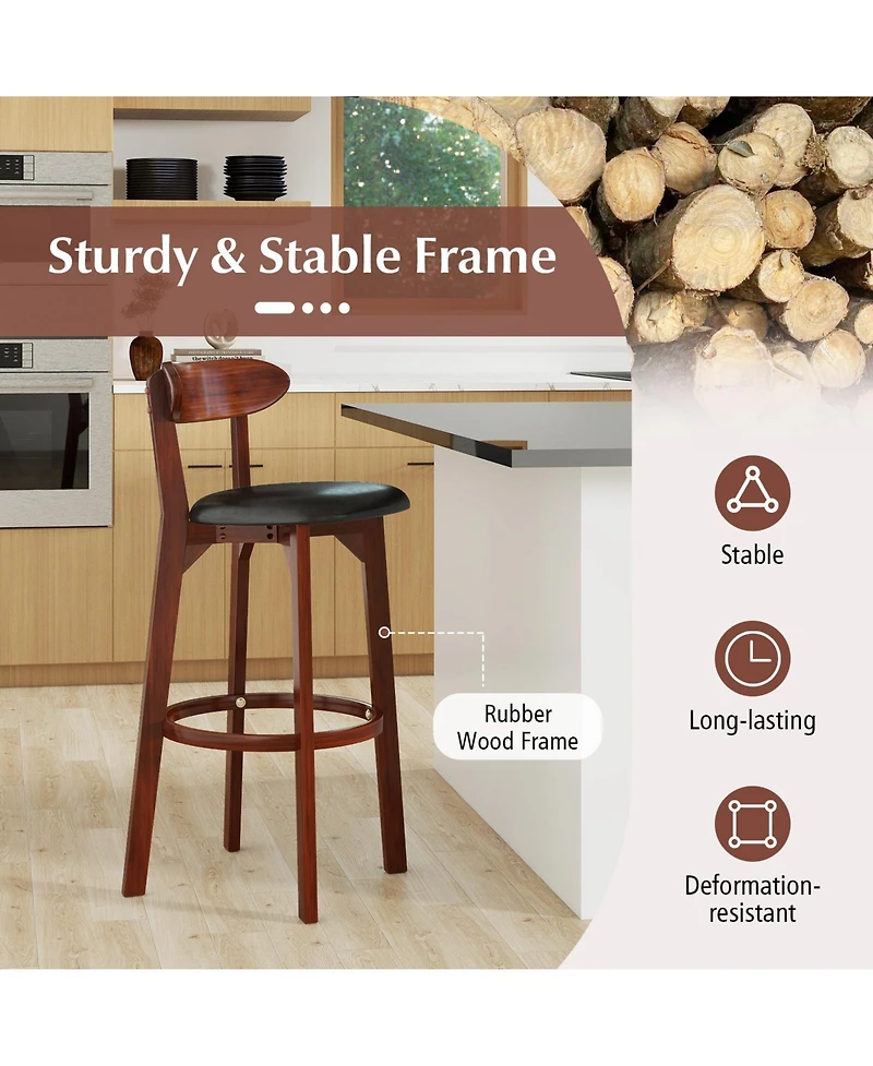 Slickblue Set of 2 Modern Armless Upholstered Bar Chairs for Kitchen Island Seating