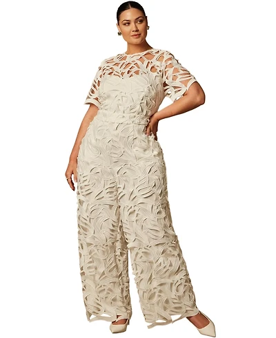 Eloquii Plus Short-Sleeve Lace Jumpsuit