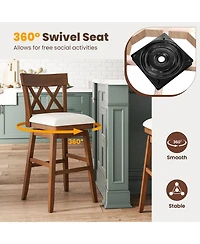 Slickblue 30 Inch Bar Stool with Swivel Padded Seat and Ergonomic Contoured Back