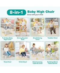 Gouun Baby 6-in-1 Convertible Baby High Chair with Adjustable Tray