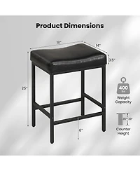 Slickblue Set of 2 25 Inch Counter Height Bar Chairs for Kitchen Island Seating