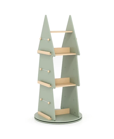 Slickblue Kids 4-Tier Tree Bookshelf with Rotating Display Shelves