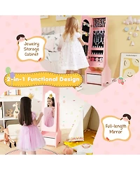 Gouun Freestanding Kids Jewelry Armoire with Full-Length Mirror