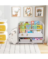 Slickblue Kids Car-Themed Bookshelf with Toy Storage