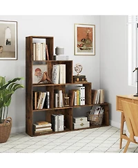 Slickblue Freestanding Ladder Bookcase with 6 Cubes and 4 Tiers