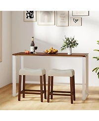 Slickblue Set of 2 Counter Height Bar Stools with Upholstered Curved Saddle Seat