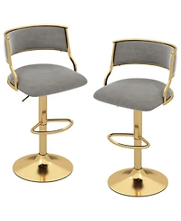 Slickblue Set of 2 Swivel Bar Stools Height Adjustable Dutch Velvet Island Chairs