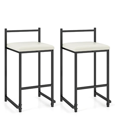Slickblue Set of 2 Counter Height Bar Stools Pu Leather Upholstered with Footrest