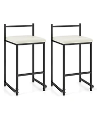 Slickblue Set of 2 Counter Height Bar Stools Pu Leather Upholstered with Footrest