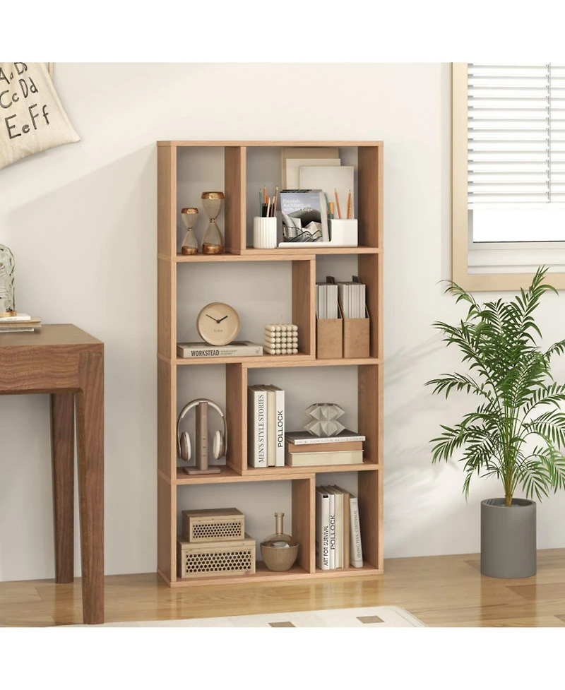 Gouun 48-Inch 4-Tier Geometric Bookshelf with 8 Open Cubes