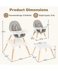 Gouun Toddler 6-in-1 Convertible Wooden High Chair