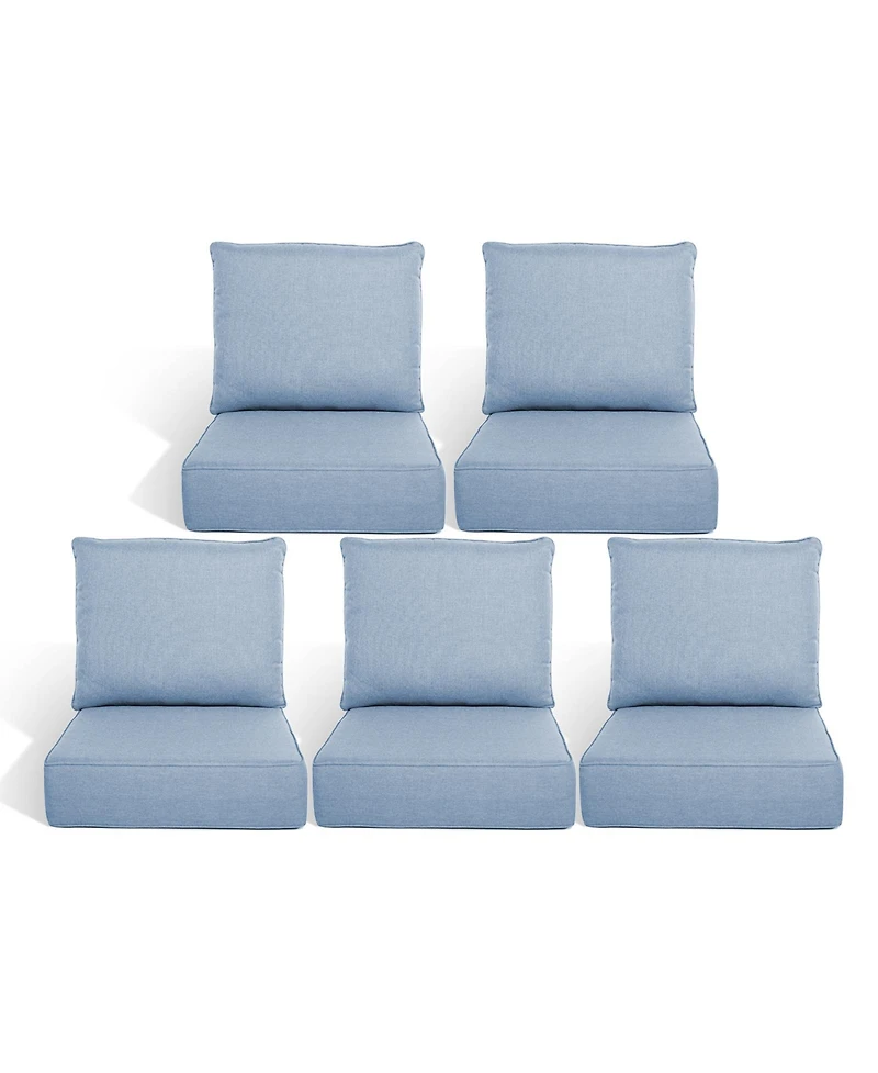 Pocassy Outdoor Deep Seat Cushions Set - 5 Waterproof and Fade Resistant Patio Furniture Replacement Cushions, Fit Chairs Sofas