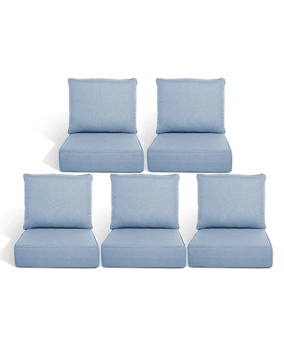 Pocassy Outdoor Deep Seat Cushions Set - 5 Waterproof and Fade Resistant Patio Furniture Replacement Cushions, Fit Chairs Sofas