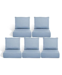 Pocassy Outdoor Deep Seat Cushions Set - 5 Waterproof and Fade Resistant Patio Furniture Replacement Cushions, Fit Chairs Sofas