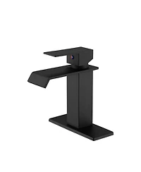 Phying Waterfall Spout Bathroom Faucet Single Handle Modern Vanity Sink Faucet Single Hole Minimalist Basin Faucet for Bathroom Home Decoration