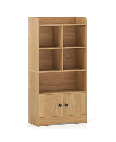 Slickblue Modern 4-Tier Bookshelf with 4 Cubes and 2 Storage Doors
